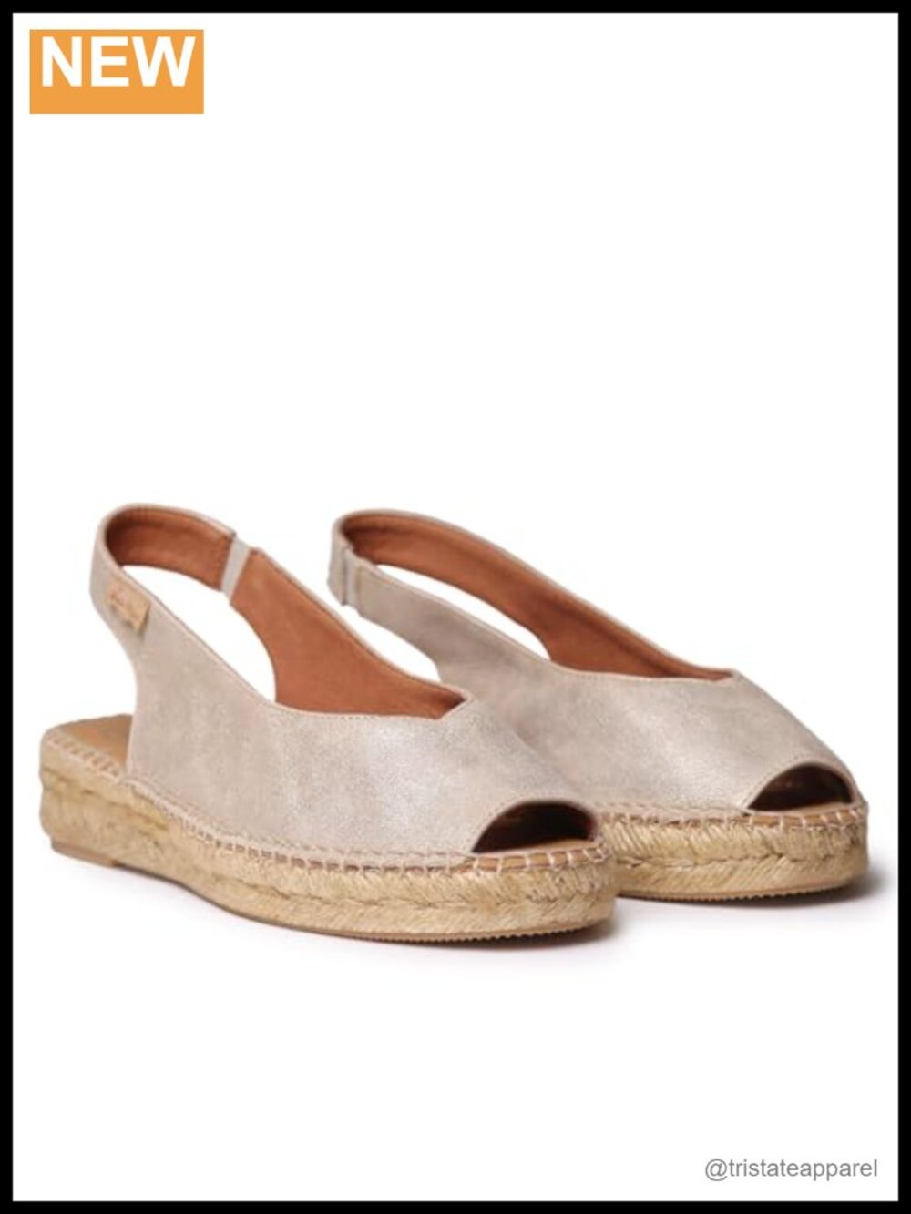 Women's Peep Toe Espadrille Shiny Leather Wedge Handcrafted in Spain